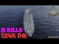 World of WarShips | August von Parseval | 8 KILLS | 124K Damage - Replay Gameplay 4K 60 fps