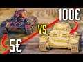 5€ vs 100€ Premium Tank in World of Tanks: T-127 vs Panzer II J