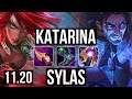 KATARINA vs SYLAS (MID) (DEFEAT) | Quadra, 2.1M mastery, 500+ games | EUW Master | v11.20