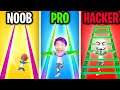 Can We Go NOOB vs PRO vs HACKER In ROOF RAILS!? (MAX LEVEL!)