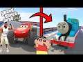 Shinchan Find Thomas Train in GTA 5 | Thomas & Friends meet Disney Lightning Mcqueen Car in GTA 5
