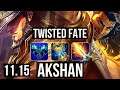 TWISTED FATE vs AKSHAN (MID) | 3.2M mastery, 1100+ games, 6/4/16 | KR Diamond | v11.15