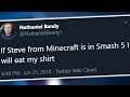 eating shirt because minecraft steve is in smash bros ultimate