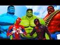 Spiderman & Spider-Man Miles Morales Vs Hulk & Red Hulk & Blue Hulk