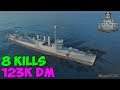 World of WarShips | Campbeltown  | 8 KILLS | 123K Damage -  Replay Gameplay 4K 60 fps