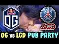 OG vs LGD pos 1 vs pos 5 — ANA party vs xNova party in pub