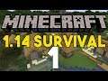 FINDING A DOUBLE DUNGEON IN OUR FIRST TIME PLAYING MINECRAFT 1.14!