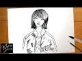 How to Draw Ji-Yeong (Player 240) from Squid Game Netflix Movies