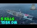 World of WarShips | Kaga | 5 KILLS | 153K Damage - Replay Gameplay 4K 60 fps