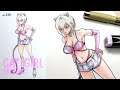 How to draw Sexy Cat Girl | Manga Style | sketching | anime character | ep-336