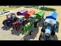 Multicolored Agricultural Machines - Various colored Tractors and two axle Trailers_ Landini Tractor