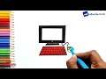how to draw computer for kids | Computer Drawing Step by step and colour