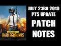 PUBG PS4 Xbox PTS Update 23rd July '19 PATCH NOTES