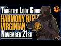 The DIVISION 2 | Targeted Loot Today | NOVEMBER 21 | *HARMONY-VIRGINIAN* | DAILY FARMING GUIDE