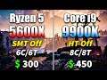 Ryzen 5 5600X SMT Off (6C/6T) @4.7GHz vs Core i9 9900K HT Off (8C/8T) @5.0GHz