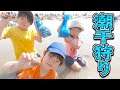 潮干狩りで巨大な貝をGET!プロ出現で現場騒然www【ロボットチャンネル】 家族Vlog