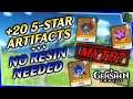 Genshin Impact - Myth or Fact - Can you Max Out a 5 Star Artifact in 9 Days WITHOUT using Resin???