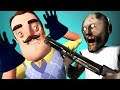 GRANNY vs HELLO NEIGHBOR 3: SHOTGUN FIGHT (3D SFM Horror Game Animation)