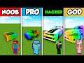 NOOB vs PRO vs HACKER vs GOD : RAINBOW LUXURY CAR BUILD CHALLENGE in Minecraft! (Animation)