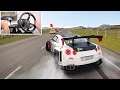 Drifting Nissan GTR through Traffic (4k) w/steering wheel | Assetto Corsa