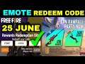EMOTE REDEEM CODE FREE FIRE 25 JUNE | Redeem Code Free Fire Today for INDIA