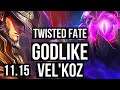 TWISTED FATE vs VEL'KOZ (MID) | 8/1/10, 1.5M mastery, Godlike | EUW Master | v11.15