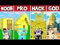 Minecraft: GOLD HOUSE BUILD CHALLENGE - NOOB vs PRO vs HACKER vs GOD in Minecraft