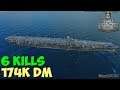 World of WarShips | Shōkaku | 6 KILLS | 174K Damage -  Replay Gameplay 4K 60 fps