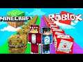 DESAFIO DE LOS LUCKY BLOCKS DE MINECRAFT VS ROBLOX 😂 CARRERA LUCKY BLOCK
