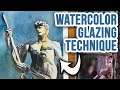 Watercolor Glazing Technique - Statue Demo