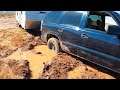 Oh No! Chevy Tahoe And A Trailer Stuck In Deep Mud
