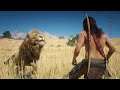 NATIVE AMERICAN Attacked by LION in Red Dead Redemption 2 PC ✪ Vol 24