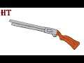 How to draw a Shotgun Easy Step by Step for Beginners