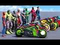 SPIDERMAN, HULK, BATMAN & Friends with Adventure Motorcycles Race Superheroes - GTA V