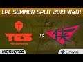 TES vs RW Highlights Game 2 LPL Summer 2019 W4D1 Top Esports vs Rogue Warriors LPL Highlights by Oni