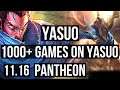 YASUO vs PANTHEON (MID) | 7 solo kills, 1000+ games, 21/3/7, Legendary | BR Diamond | v11.16