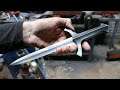 Forging  twisted bar damascus daggers, part 3, making a handle.