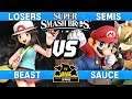 Smash Ultimate Tournament Losers Semis - Beast (Pokemon Trainer) vs Sauce (Mario / Fox) - CNB 189