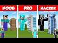 Minecraft NOOB vs PRO vs HACKER: MODERN SKYSCRAPER HOTEL - HOUSE BUILD CHALLENGE in Minecraft