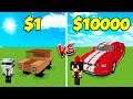 CARRO DE $1 VS CARRO DE $10000 😱 CARRERA DE COCHE BARATO VS CARO 💰 MINI WORLD INVICTOR