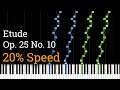 Chopin - Etude Op. 25 No. 10: Octave (Slow Piano Tutorial) [20% Speed]