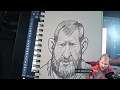 live self portrait drawing session