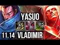 YASUO vs VLADIMIR (TOP) | 500+ games, Godlike, 800K mastery | KR Grandmaster | v11.14
