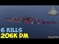 World of WarShips | Vermont | 6 KILLS | 206K Damage - Replay Gameplay 1080p 60 fps