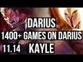 DARIUS vs KAYLE (TOP) (DEFEAT) | 7 solo kills, 2.0M mastery, 1400+ games | KR Diamond | v11.14