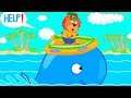 Lion Family Ride me Blue Whale Cartoon for Kids