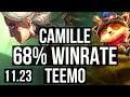 CAMILLE vs TEEMO (TOP) (DEFEAT) | 68% winrate, 7 solo kills, Rank 15 Camille | TR Master | 11.23