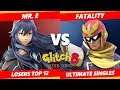 Glitch 8 SSBU - DEM | Mr. E (Lucina) Vs. Fatality (Captain Falcon) Smash Ultimate Losers Top 12