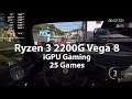 Gaming on AMD Ryzen 3 2200G APU Test in 2019 in 25 Games. Ryzen 8 2200G Review