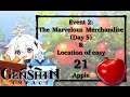 Genshin Impact (Marvelous Merchandise Day 5 & Location of 21 easy apple)